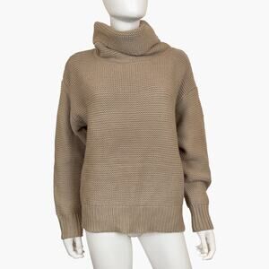 IN LOOM Oversized Chunky Knit Turtleneck Sweater (Taupe/Tan | Size S)